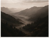 Atmospheric landscape representing fiction
